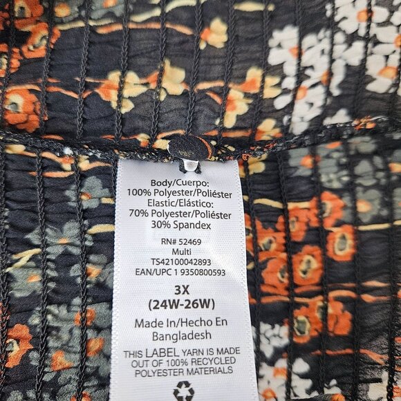 Terra & Sky Women's Plus Size 3X  Long Sleeve Smocked Floral Top Casual Career - Picture 10 of 11